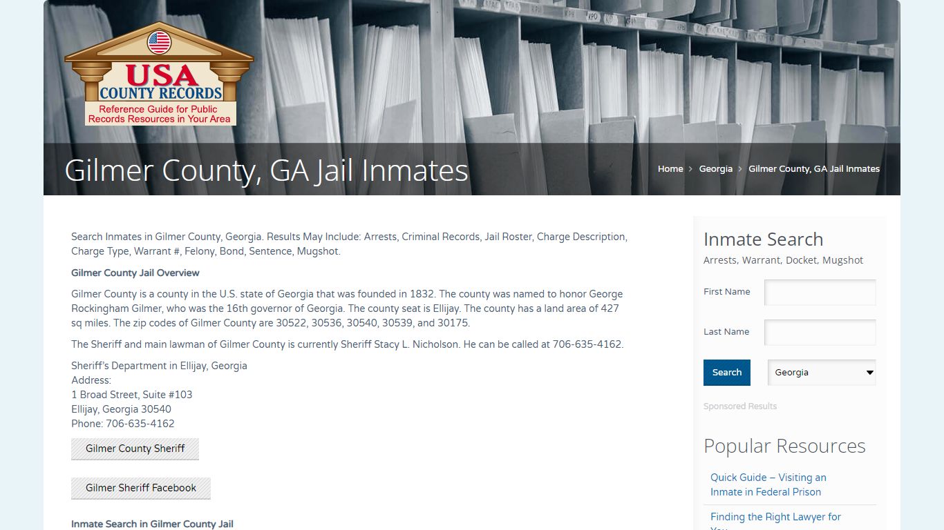 Gilmer County, GA Jail Inmates | Name Search